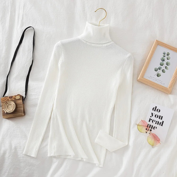 Women's Soft Turtleneck Sweater — Cotton Blend Knit