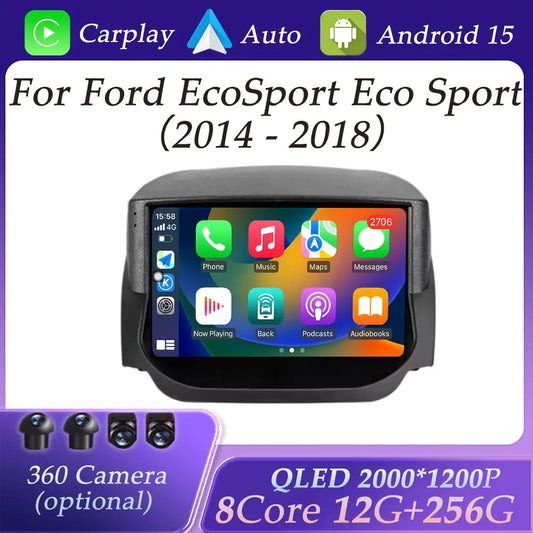 Android Car Stereo for Ford EcoSport (2014–2018) — Wireless CarPlay, GPS, WiFi, Bluetooth, Split Screen