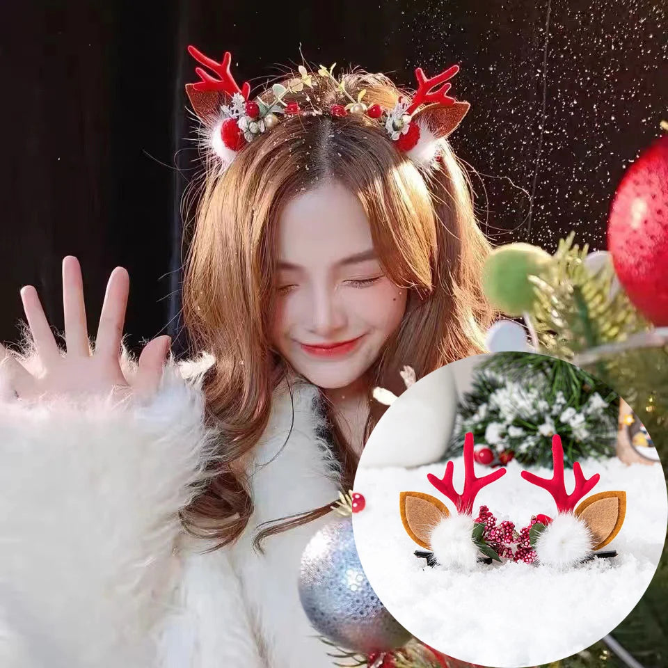 Xmas Antler Barrette Hairware New Year Girls Hairgrips Woman Party Ornament Accessories Christmas Hair Clips Deer Ear Hairpins