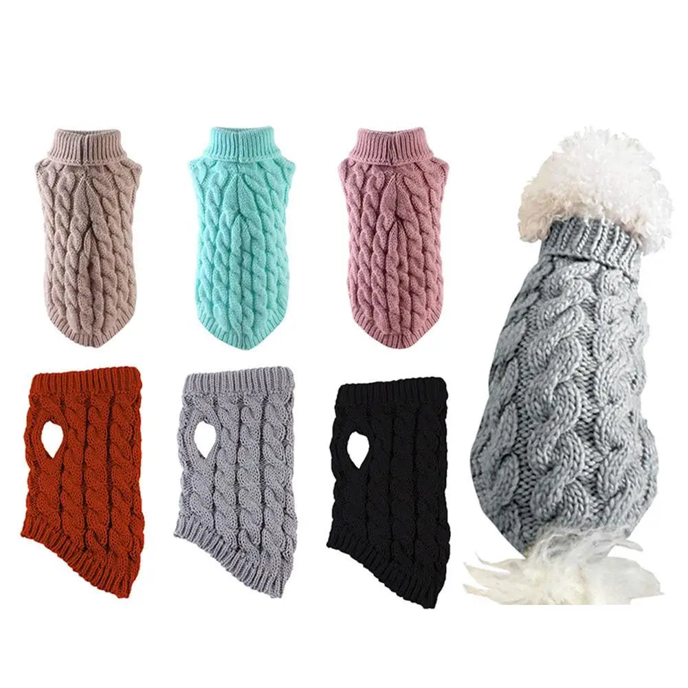 Turtleneck Knit Pet Sweater - Warm Winter Clothes for Small Dogs and Cats - photo 4