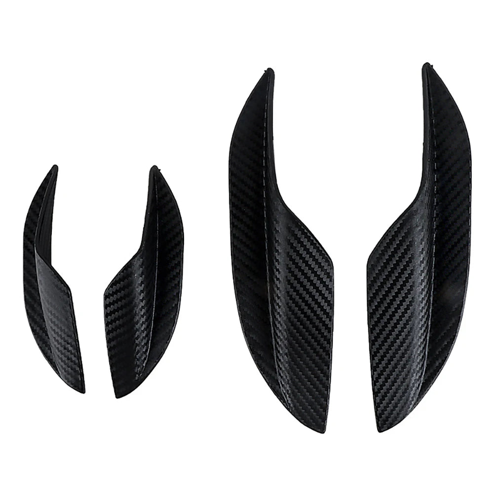 4pcs Universal Carbon Fiber Car Front Bumper Lip Rubber Fins Styling Spoilers Splitter Canards Valence Sticker Decorative Kit