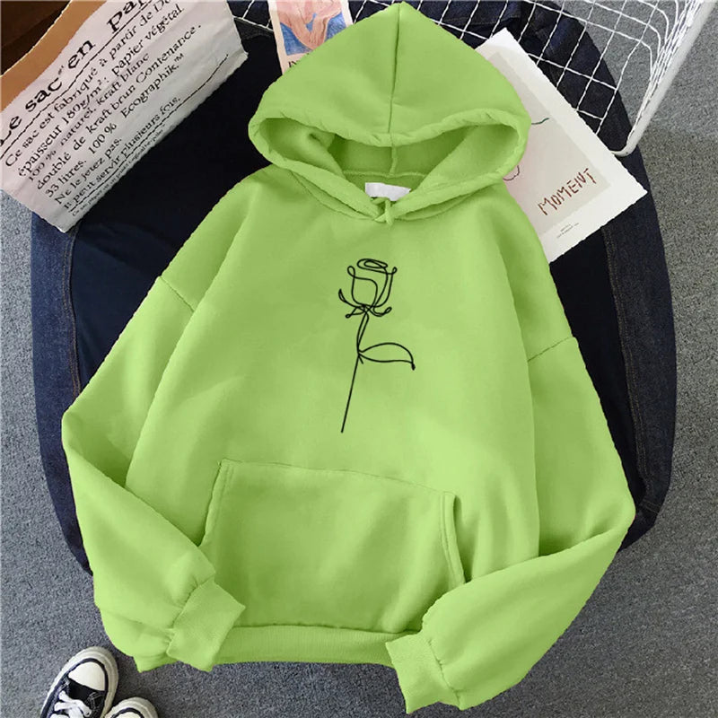 Women's Flower Print Hoodie - Thick Pullover Sweatshirt - photo 13