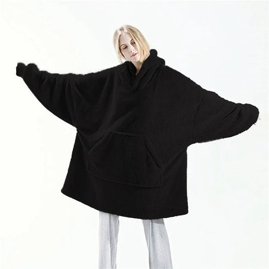 Women's Double-Sided Fleece Hoodie Blanket, Oversized