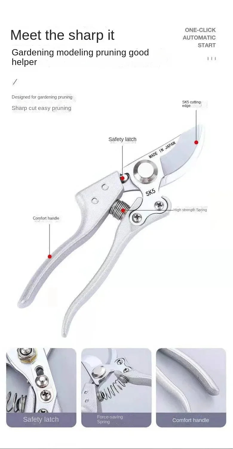 The Professional Gardener's Choice: SK-5 Steel Pruning Shears for Effortless Fruit Tree & Outdoor Trimming