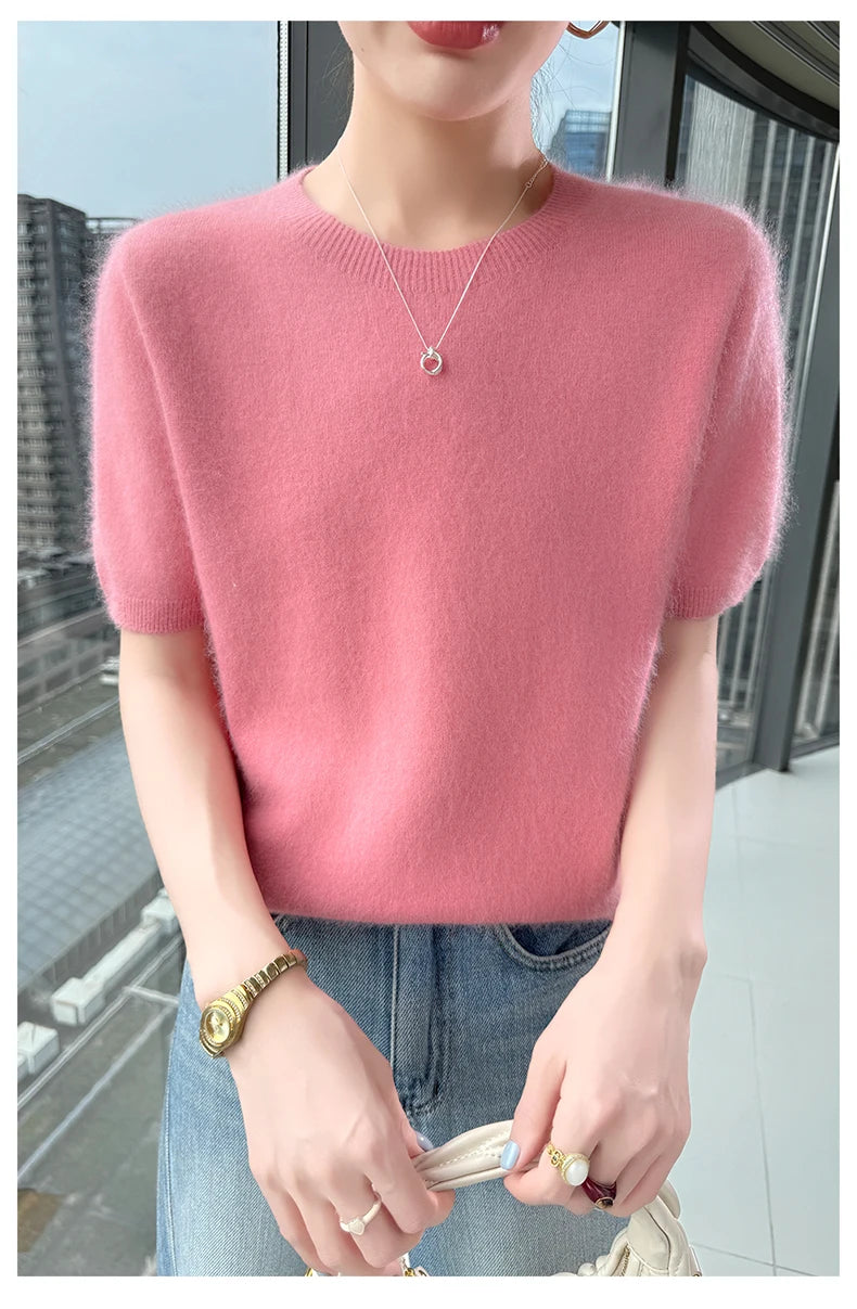 Women's Short Sleeve Knit Sweater Top