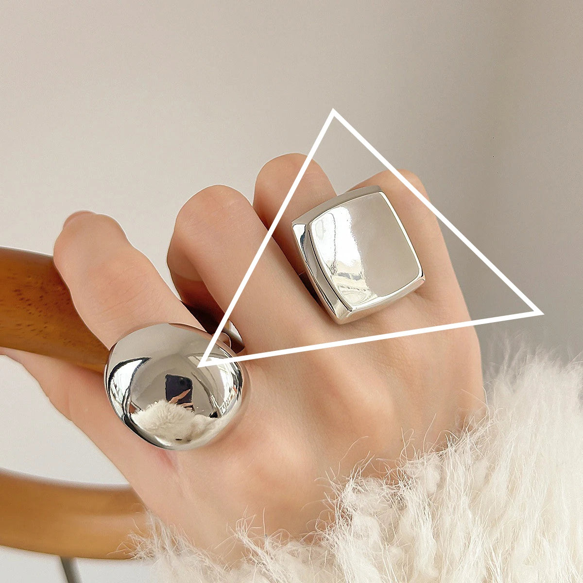 PANJBJ 925 Sterling Silver Hollow Out Rings For Women Three Layered Cross Punk Irregular Vintage Jewelry Gift Dropshipping