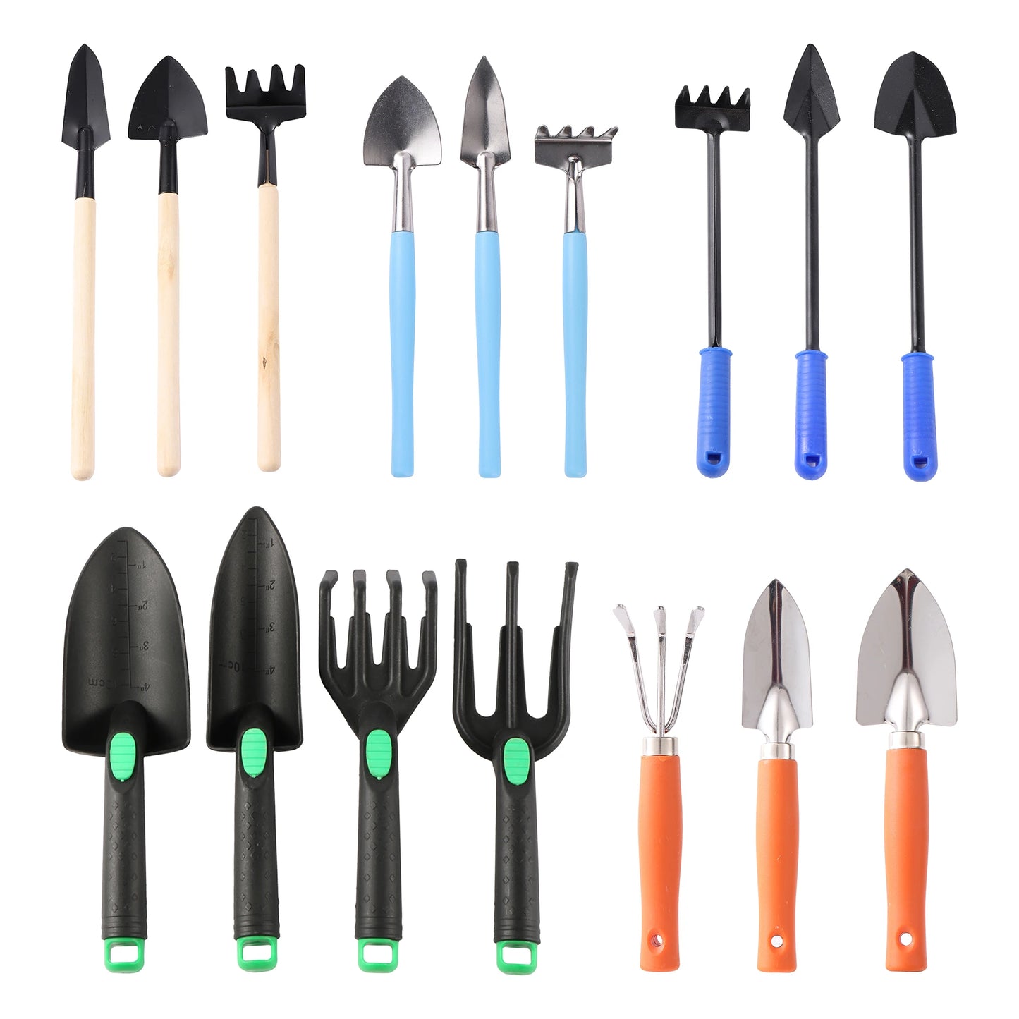 3-Piece Mini Garden Tool Set – Shovel, Rake & Spade for Potted Plants, Weeding & Fertilizing