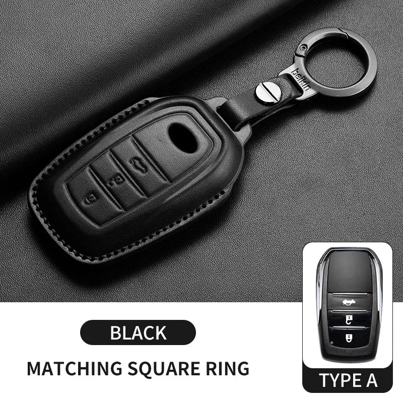 New Leather Car Remote Key Case Cover Shell For Toyota Prius Camry Corolla Avalon CHR RAV4 Land Cruiser Prado Keyless Key Fob
