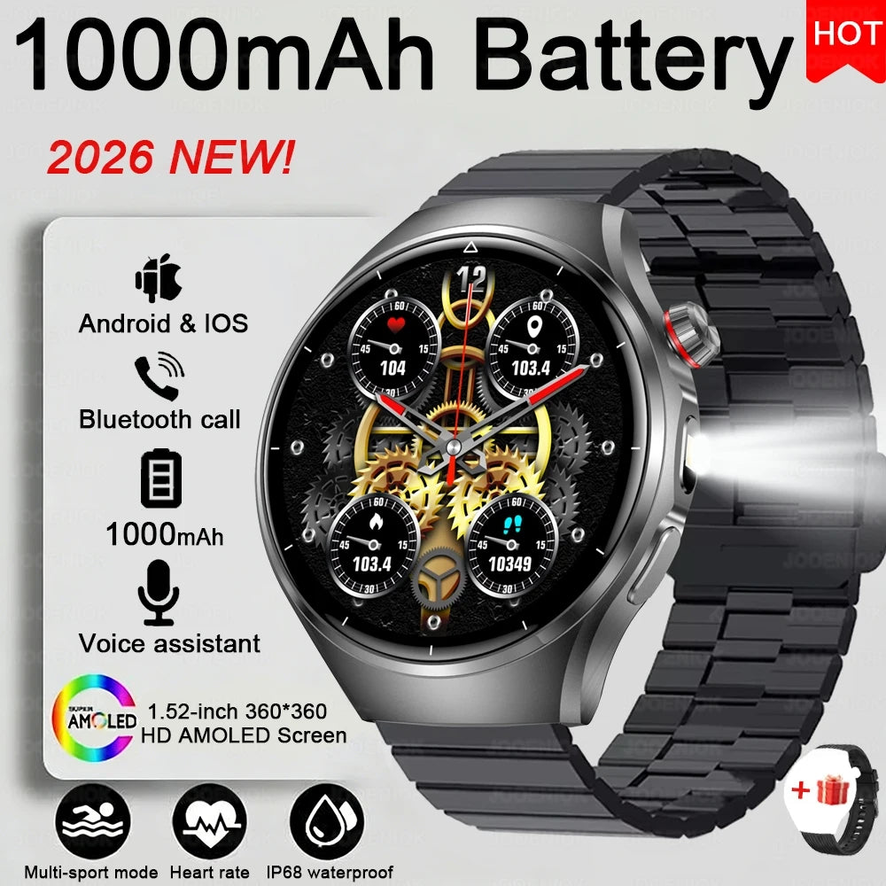 2026 G6 Max Smartwatch – 1000mAh Battery, Bluetooth Call, GPS Tracking & LED Flashlight | Men