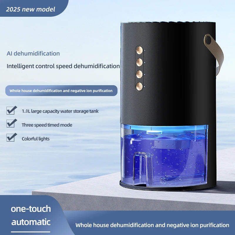 1000ml Dehumidifier Air Dryer for Home Office Negative ions Eliminate Damp Mold and Moisture Portable Air Dehumidifier EU US