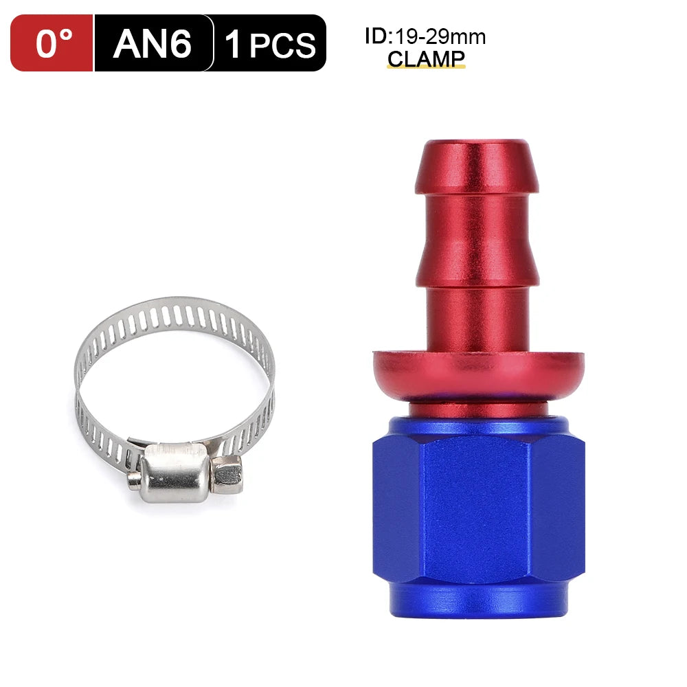 Universal AN6 AN8 AN10 Push-on Hose End Fittings Fuel Oil Cooler Hose Fitting 0 45 90 180 Degree Reusable Connection Adapter
