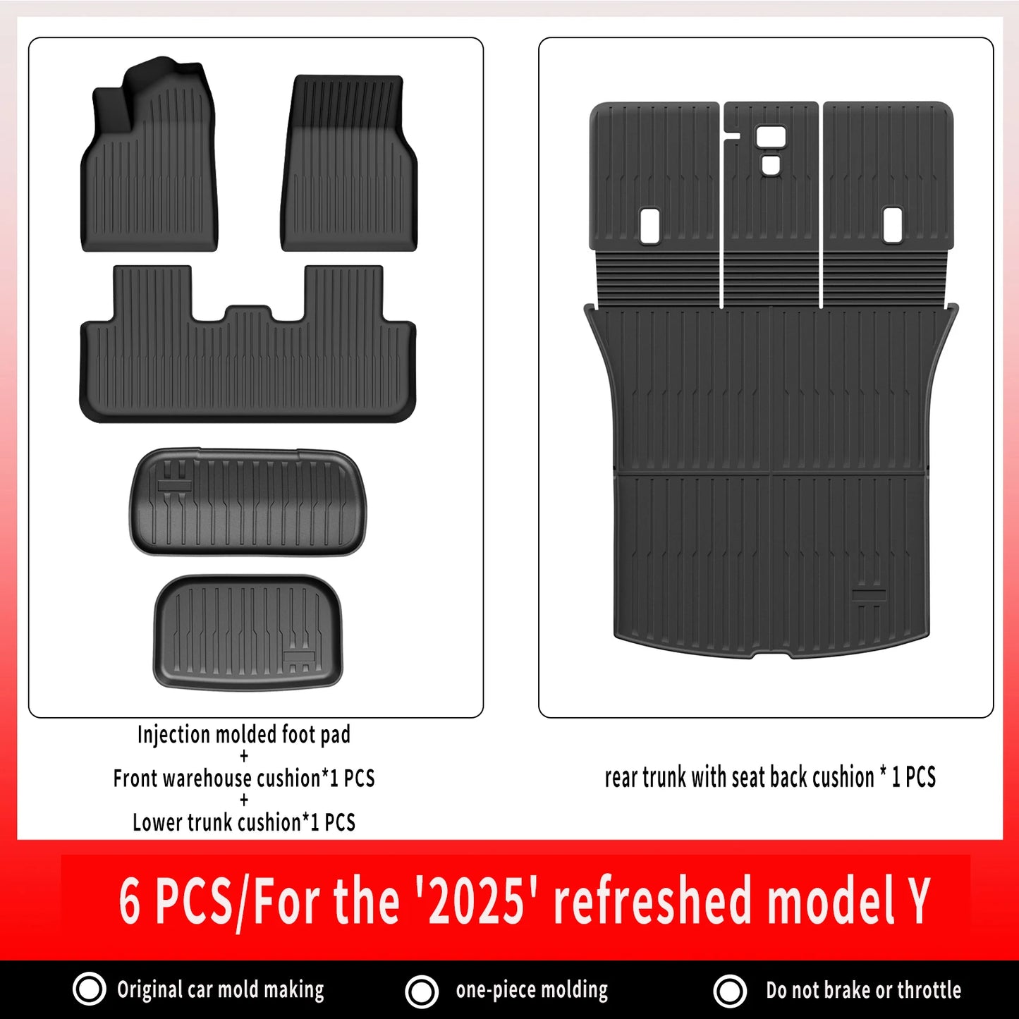 For New Tesla Model Y Launch 2026+ Juniper 2026+ TPE Floor Mats & Cargo Liner, All Weather Trunk Mats Floor Liner Backrest Mats