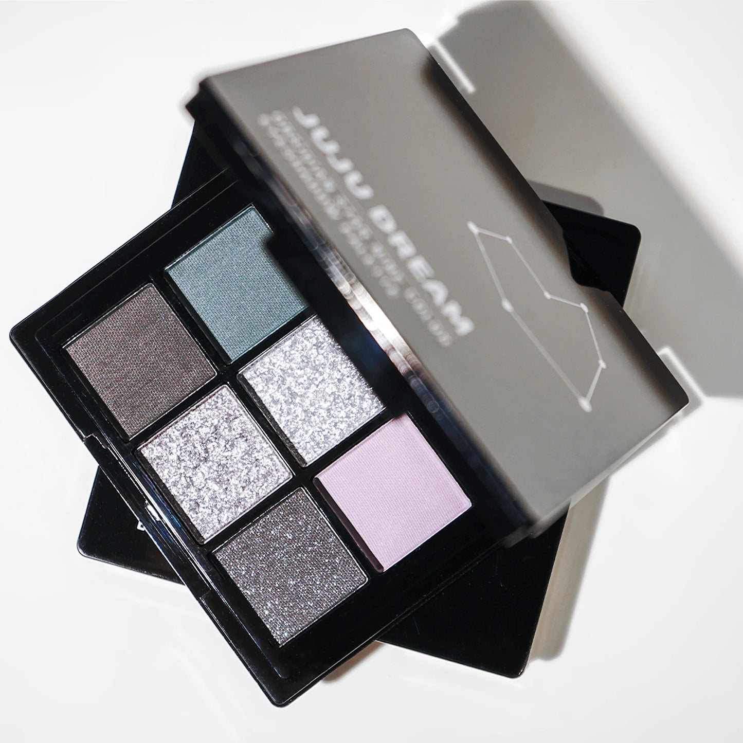 JUJU Dream 9-Shade Smoky Eyeshadow Palette – Black Swan | Dark Black, Grey, Silver Glitter & Matte Finish | Long-Lasting