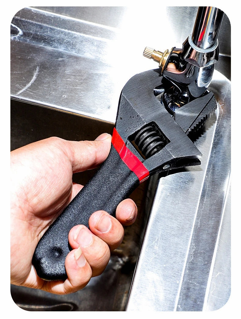 1 Pcs 6/8” Short Handle Adjustable Wrench Oversized Open Bathroom Wrench Mini Small Board Large-diameter Adjustable Short Handle