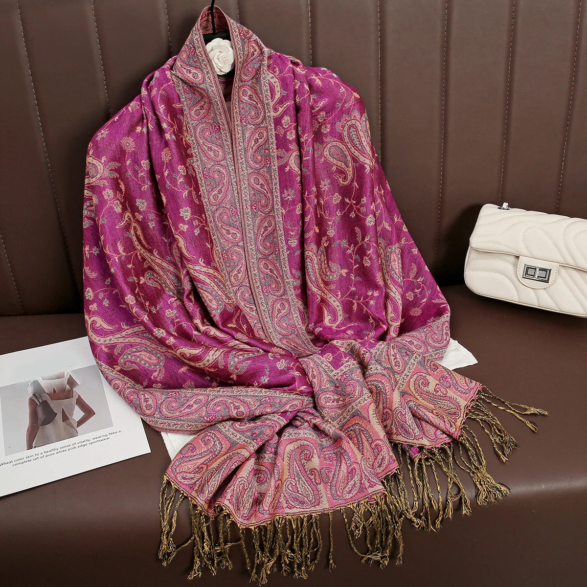 Women's Printed Pashmina Shawl, Soft Winter Scarf