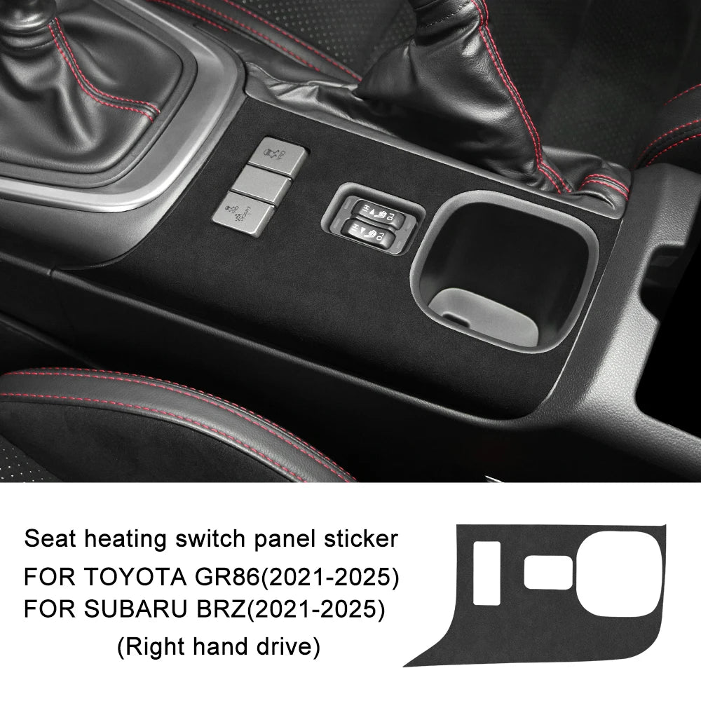 Top Suede Car Seat Heat Button Cover For Subaru BRZ Toyota GR86 2021 2022 2023 2024 2025 Sticker Interior Trim Accessories