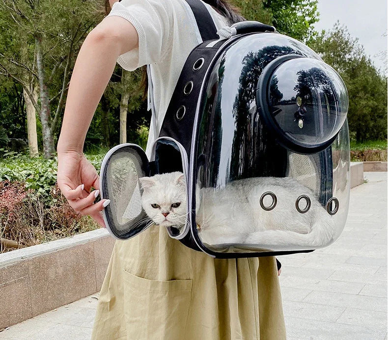 Portable Cat Pet Carrier Backpack Transparent Capsule Bubble Pet Backpack Small Animal Puppy Kitty Breathable Carrier for Travel