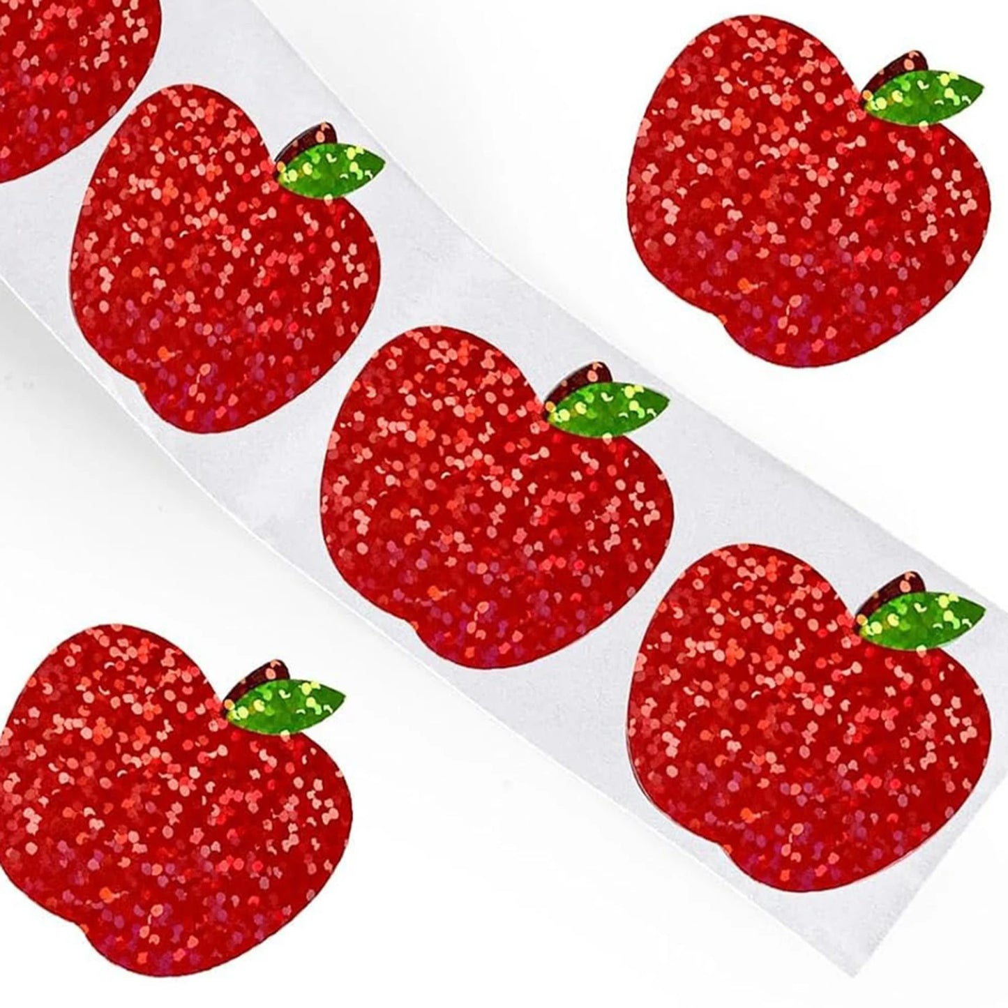 100-500pcs Laser Red Apple Stickers Party Gift Wrapping Label Scrapbook Cartoon Kids Rewards Stationery Stickers
