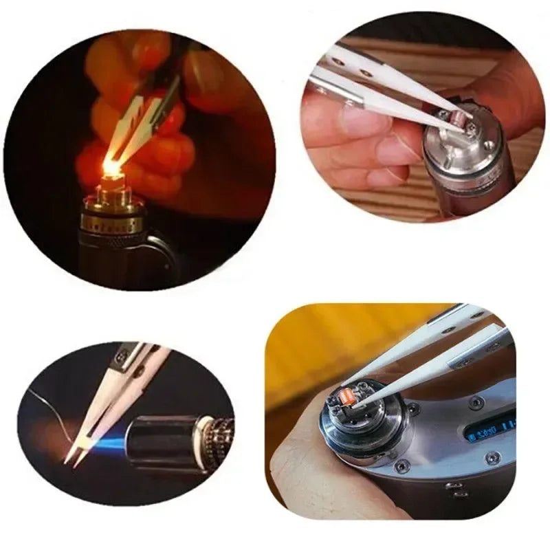 1-3pcs Ceramic Tip Labor-saving Electronic Soldering Tweezers, Anti-Static Reverse Acid Resistant Precision Chuck Tweezers