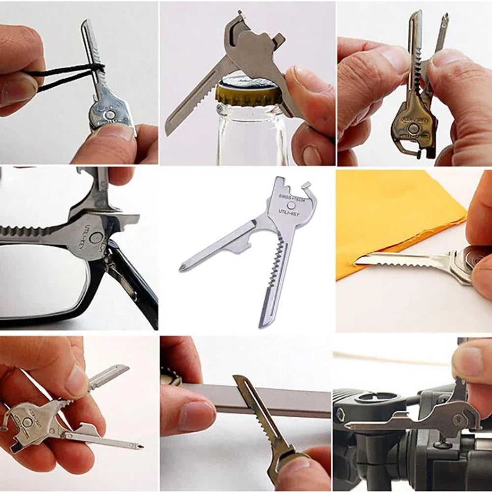 Multi Function Pocket Tool 6 In 1 Keychain Screwdriver Bottle Opener EDC Utility Outdoor Survival Rescue Folding Plier KeyRing