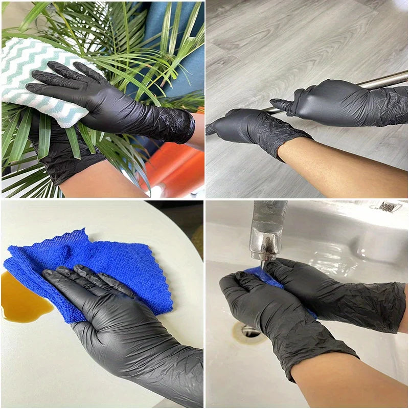 Black Nitrile Disposable Gloves – Powder-Free, Latex-Free, Touchscreen Compatible | 20 / 100 / 200 Pack
