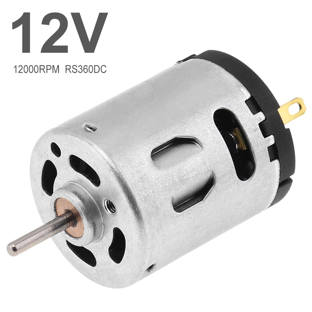 RS360 12V DC Motor 12000RPM High Speed Carbon Brush Micro Motors for DIY Toy Hair Dryer Electric Fans,Engine Electric Toothbrush