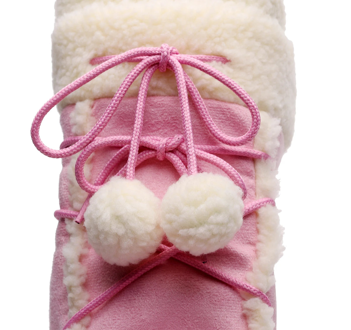 Women's Pink Plush Lace-Up Snow Boots, Platform