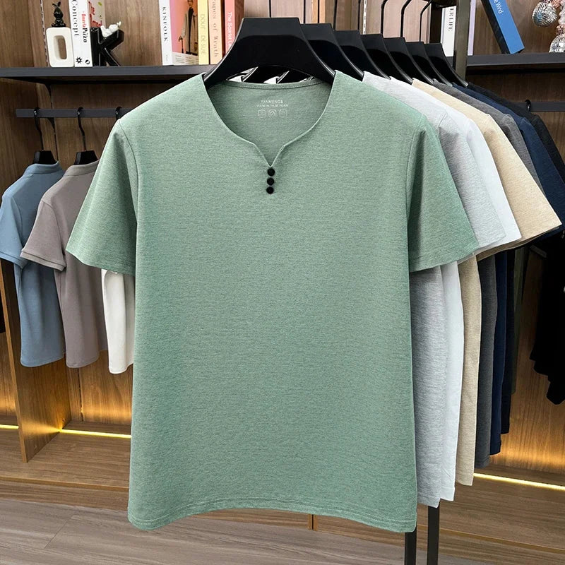 Men's Classic Henley Tee - Button Detail, Casual to Semi-Formal