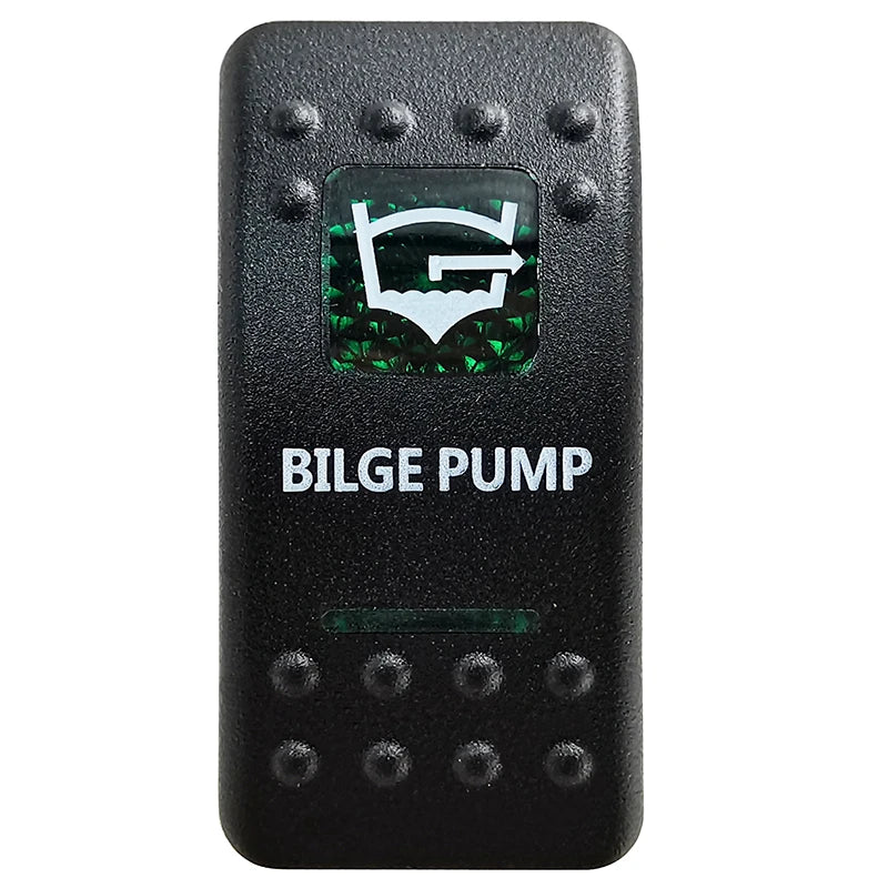 Green LED Rocker Switch - Waterproof SPST & DPDT Options