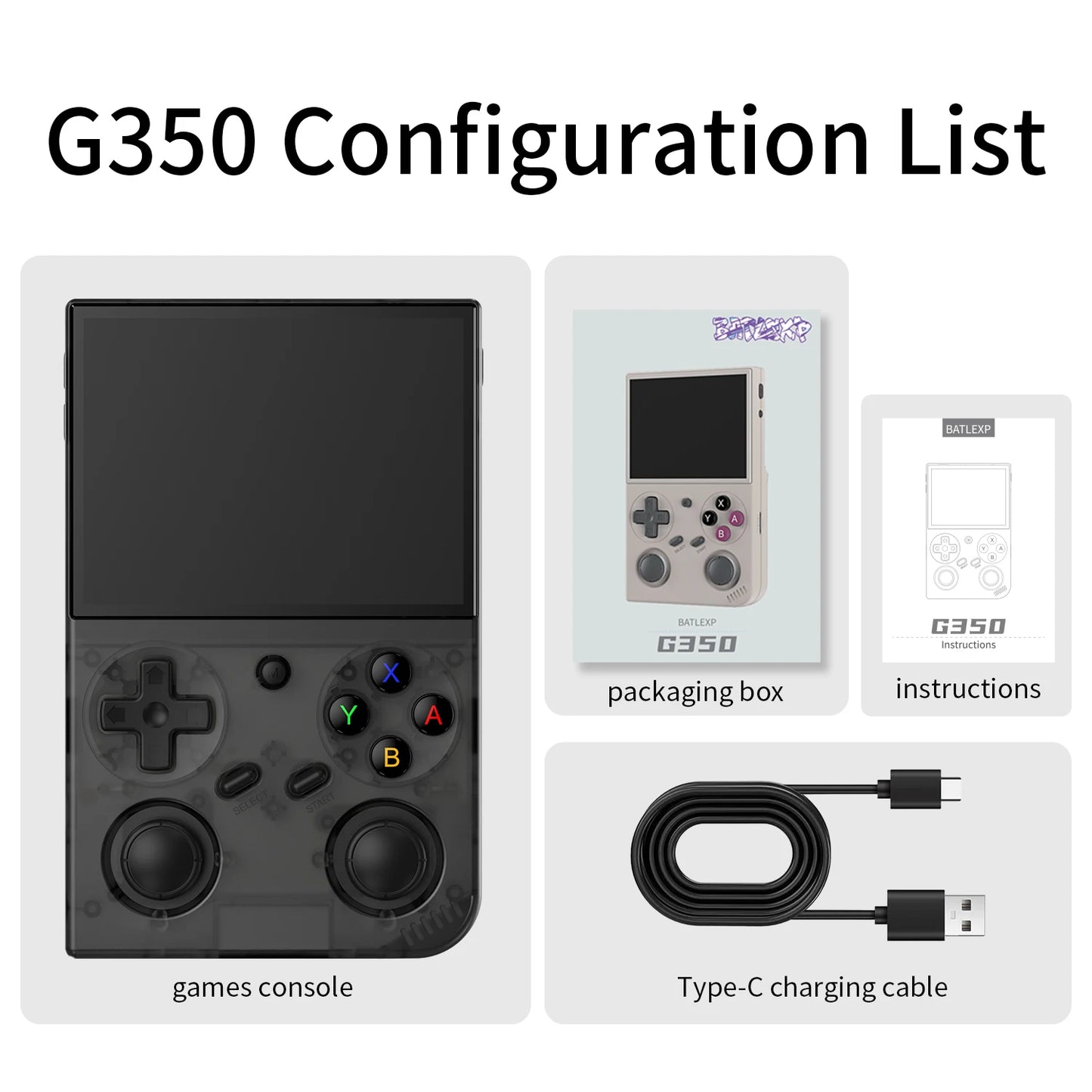 BATLEXP G350 Handheld Game Console – 3.5" IPS, 5,000+ Games, Linux, Dual Joystick & Vibration Motor