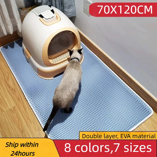 Honeycomb Cat Litter Mat - 2-Layer EVA Sand Trapping Pad