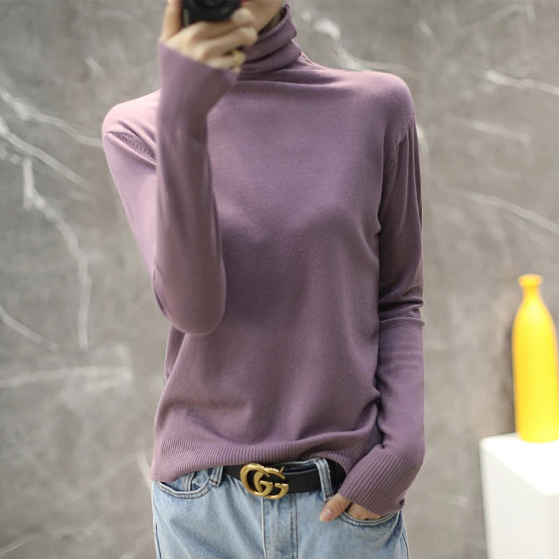 Women's Slim Fit Turtleneck Sweater - Long Sleeve Knit Pullover - photo 10