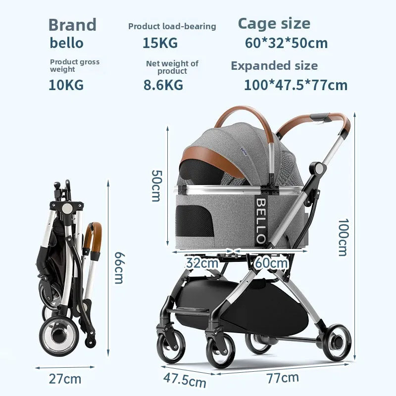 Foldable Pet Trolley Stroller - Large Breed Travel Carrier – photo 6