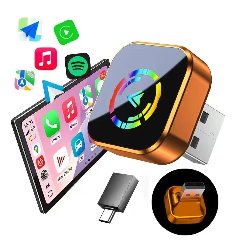 Vyvylabs Wireless CarPlay Adapter Fast Auto-Connect Mini Box USB Plug-and-play for iPhone 6 and Android 11 above with USB-A Port