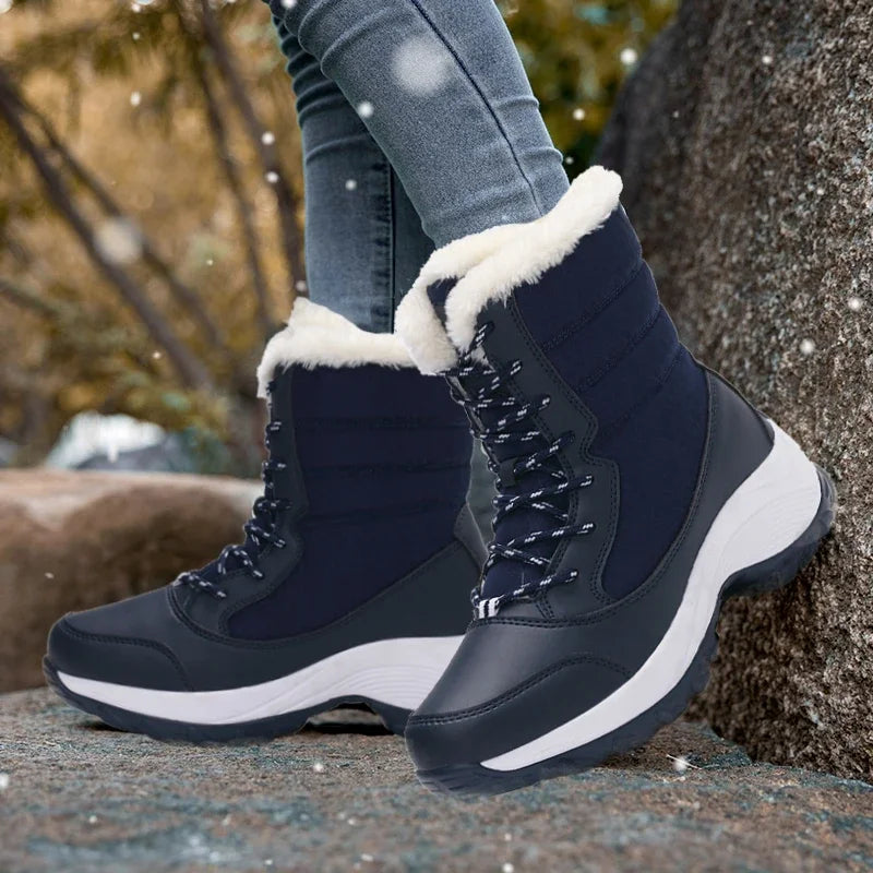 Women's Platform Wedge Snow Boots - Fur Lined Non-Slip Ankle Boots - photo 4