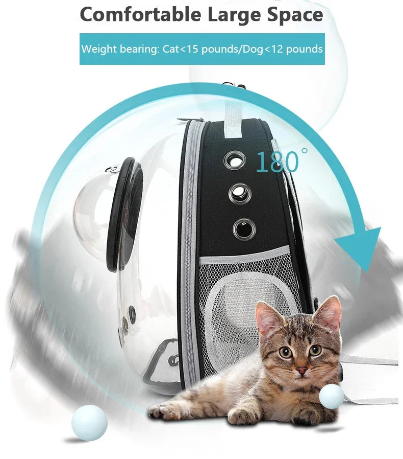 Portable Cat Pet Carrier Backpack Transparent Capsule Bubble Pet Backpack Small Animal Puppy Kitty Breathable Carrier for Travel