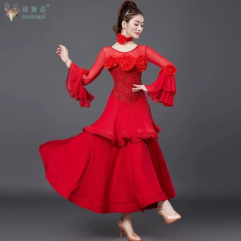 Women's big swing social ballroom dress for tango and waltz