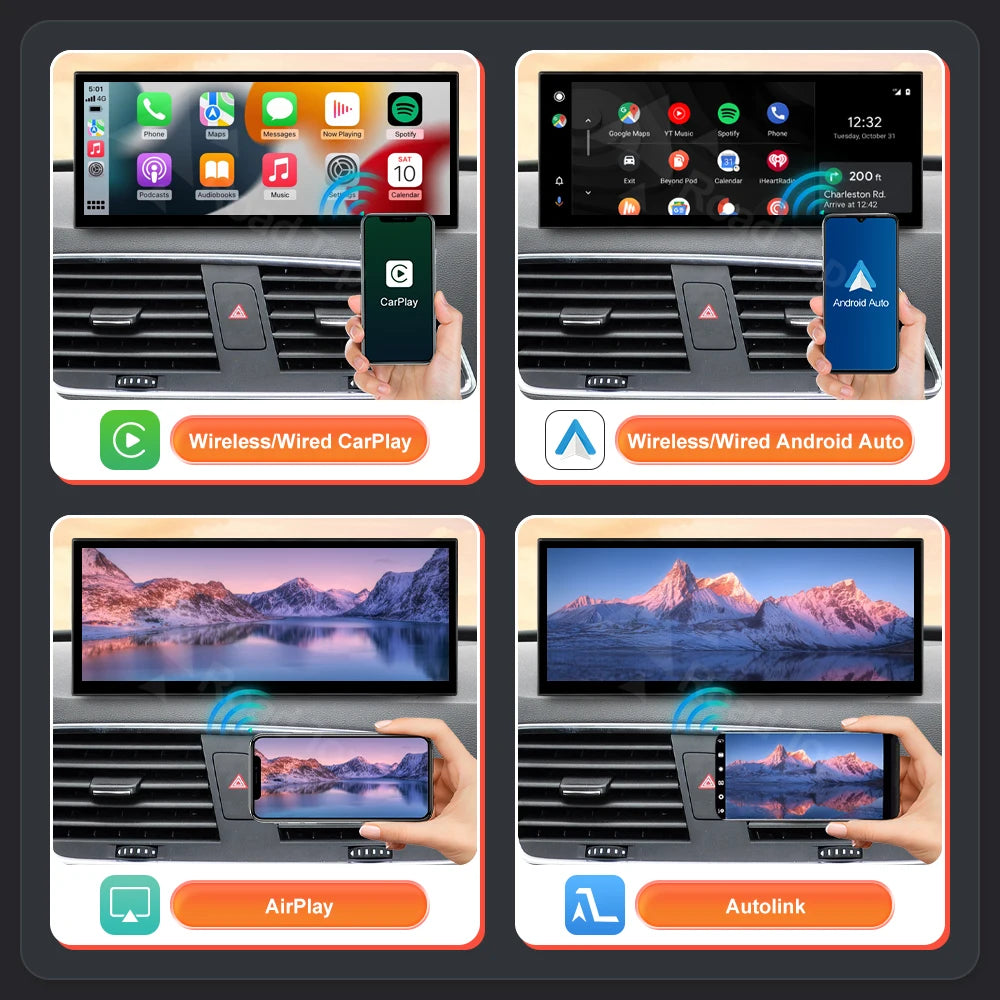 12.3" Wireless CarPlay & Android Auto Display Screen, Compatible with Audi A1 & Q3 (2012-2018)