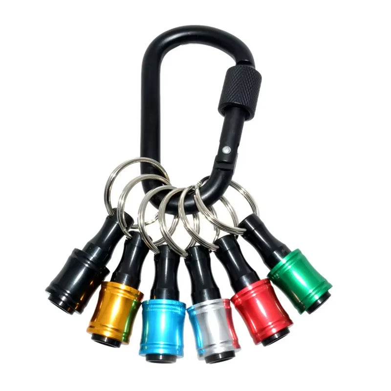 6PC Hex Handle Screwdriver Set Quick-Change Color-Coded Extension Rods Key Chain