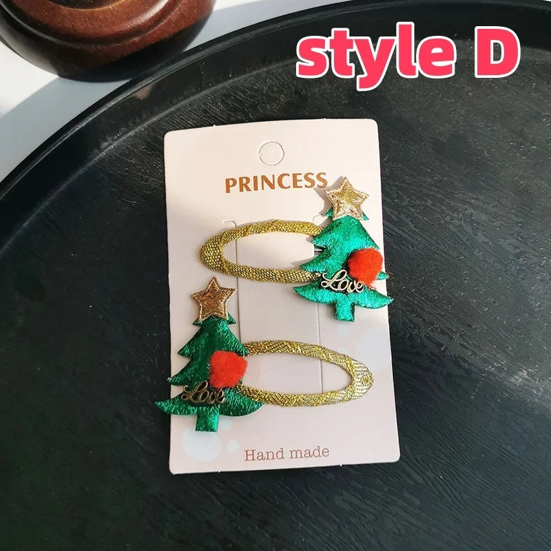 Exquisite Cute Glitter Christmas Hair Clips Children Elk Snowflake Bangs Hairpin Sequin Baby Girls Headwear Kids Accessories