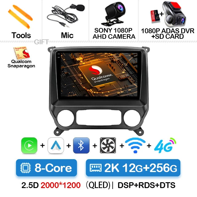 Car Radio Android 15 For Chevrolet Silverado GMC Sierra 2014 2015 2016 2017 2018 5G WIFI Viedo Player DSP Wireless RDS QLED IPS