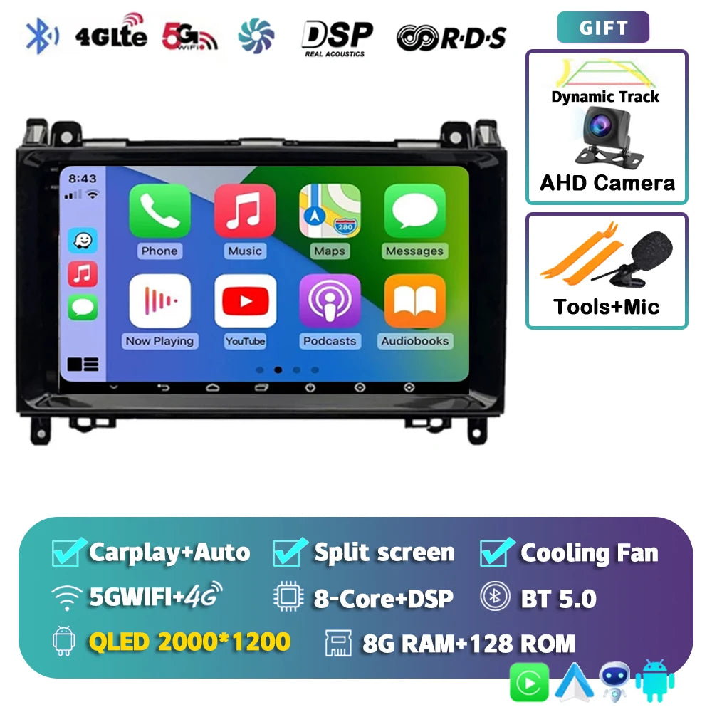 Android 16 For Benz Sprinter Volkswagen Crafter 2006 - 2016 2K QLED Android Car Radio Multimedia Video Player GPS stereo CarPlay