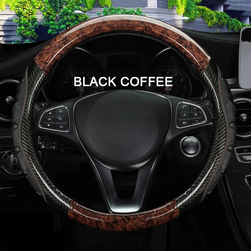 Car Truck PU Leather Embossed Steering Wheel Cover Steering-Wheel For Auto Diameters 36 38 40 42 45 47 50CM 7 Sizes to Choose