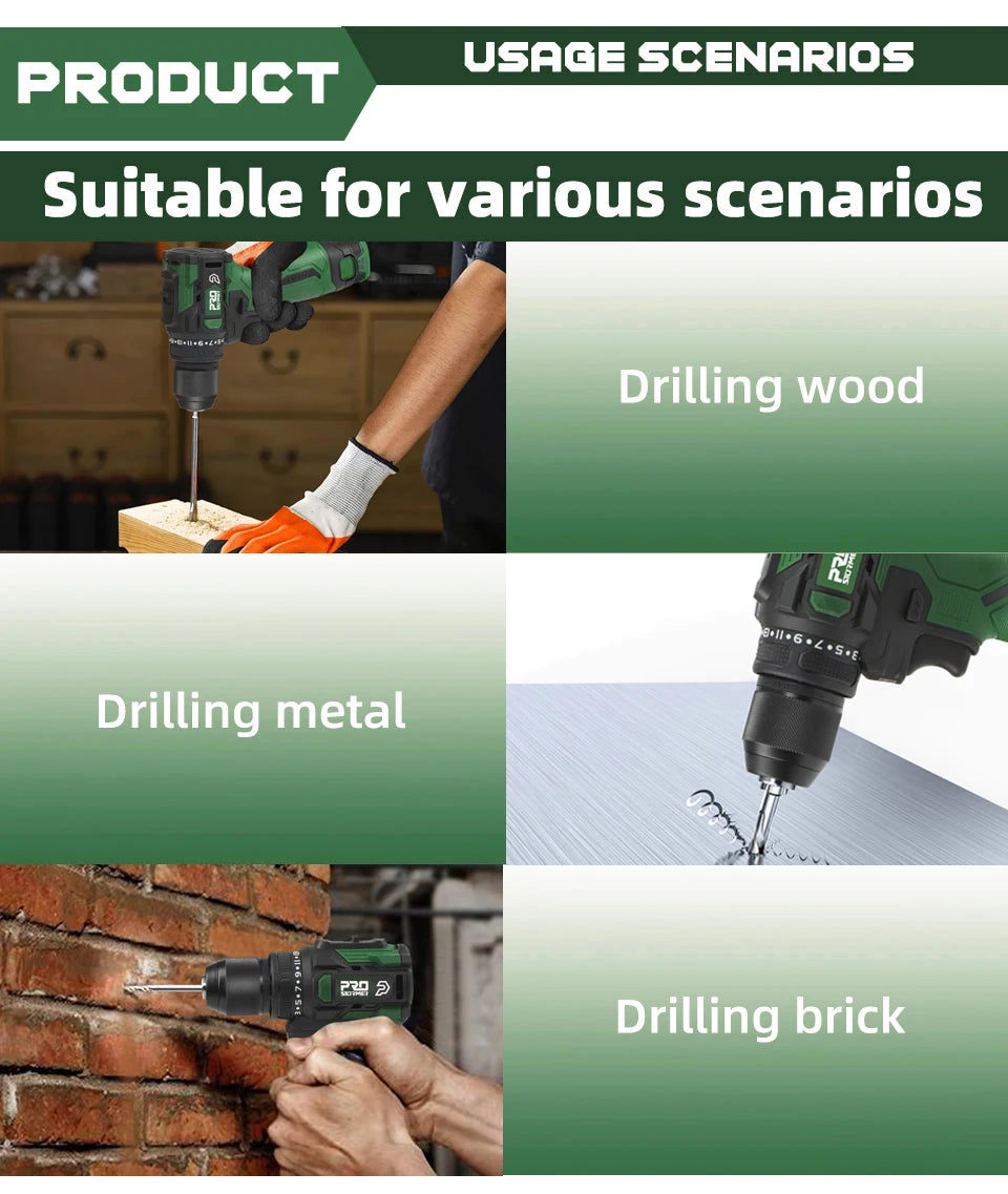 17V Brushless Electric Drill 55NM Cordless Driller Mini  Screwdriver Li-ion Battery 5pcs Bit Power Drill By PROSTORMER