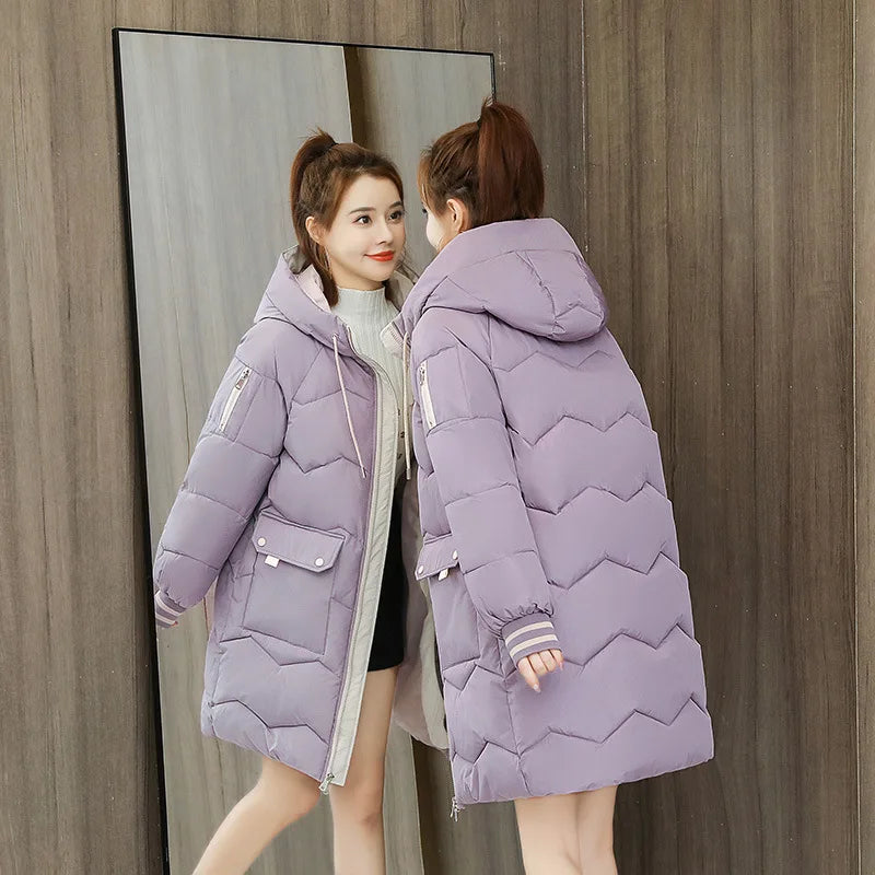 Women's Mid-Length Hooded Parka - Padded Loose Winter Coat - photo 7