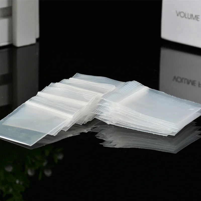100pcs Mini Plastic Storage Bags Resealable Self Sealing Zipper Clear Plastic Pouch For Small Business Jewelry Storage Packaging