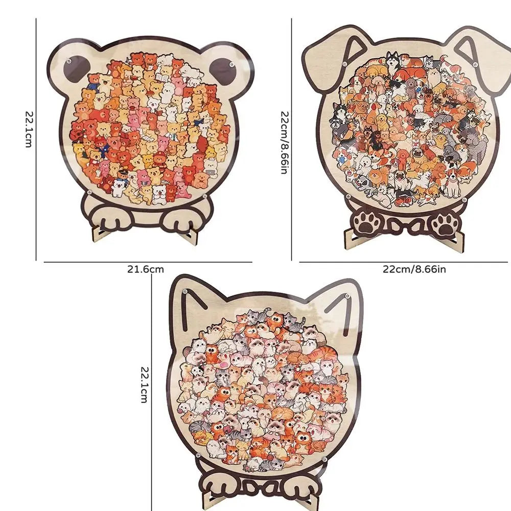 Wooden Animal Jigsaw Puzzle - Dog, Cat & Bear Cartoon Set – photo 6
