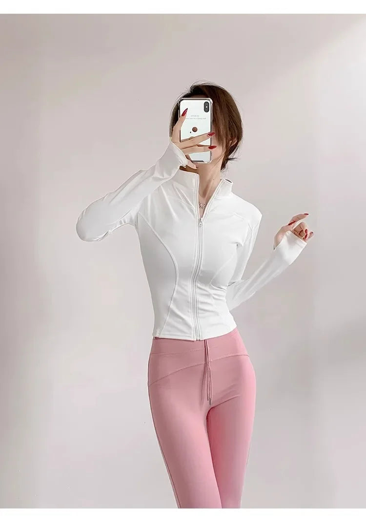 Women's Quick-Dry Yoga Jacket, Slim Zip-Up