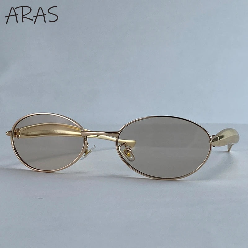 Small Oval Punk Sunglasses for Women — Metal Frame, UV400