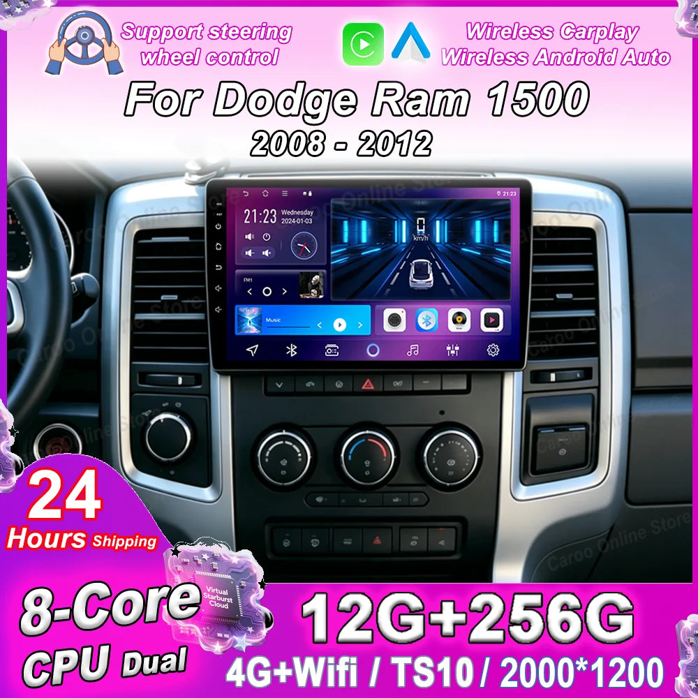 Android 16 Car Stereo for Dodge Ram 1500 2008-2012 - CarPlay & GPS Navigation